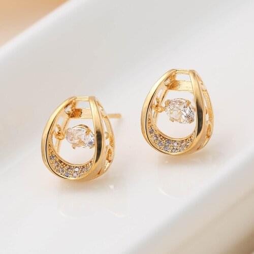 E048 New Style Fashion Creative Smart Hollow out Zircon GIRLS Earrings Party Gift Marriage WOMENS Earrings Jewelry 2021