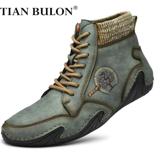 Leather Men Boots Winter with Fur Super Warm Snow Boots Men Winter Casual Shoes Sneakers High Top Western Ankle Boots Waterproof