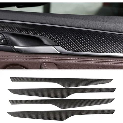 Car Interior Door Cover Trim Strips For-BMW X5 F15 X6 2014-2018 Real Carbon Fiber Inner Decoration Sticker
