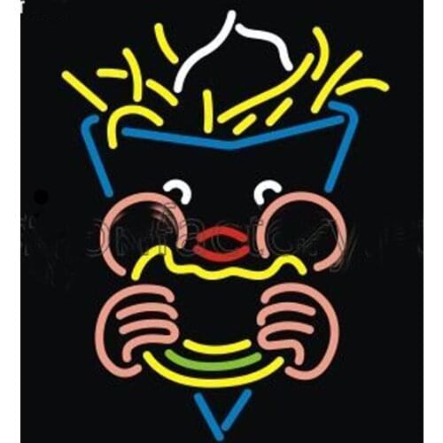 Neon Sign For Mr Fries burger glass Tube Commercial club Lamps resterant light Custom Business Signs Neon Signs For Home guitar