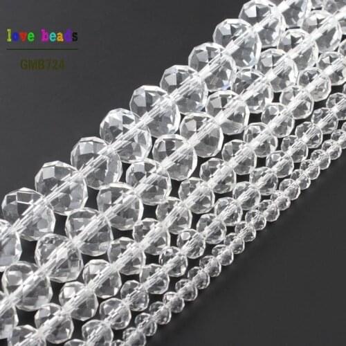 Wholesale Faceted Clear Glass Crystal Rondelle Spacer Beads 4/6/8/10/12/14mm Pick Siz For Jewelry Making
