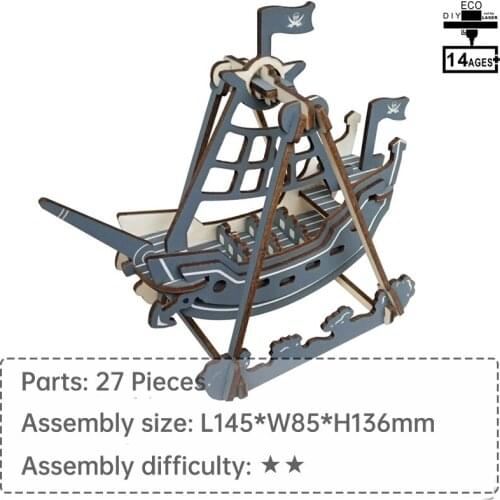 PIRATE SHIP 3D Puzzle wooden toys for kids educational toys learning toys for children jigsaw puzzle creative toys diy toys