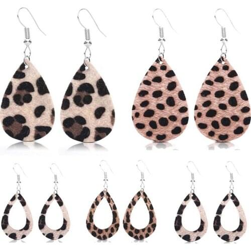 Simple Vintage Leopard Wood Earrings African Tear Drop Earrings For Women Wooden Water Drop Pendant Jewelry Gift
