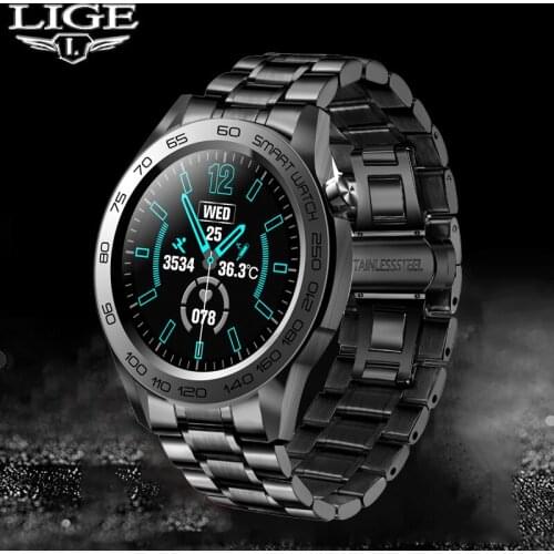2021 LIGE Luxury Men Smart Watch Sport Fitness Smartwatch Waterproof Bracelet Clock Watches Men‘s Wristwatch For Xiaomi Huawei