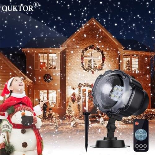 Christmas LED Snowfall Projector Moving Snowflake Spotlight Showers Snowflake Laser Light For Holiday Garden Party Decoration