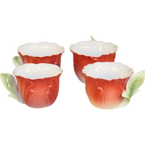 Rose tea cup ceramic caneca criativa bone china copo tazas kung fu drinkware 6pcs
