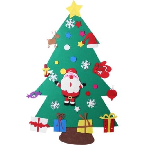 Santa Claus Christmas Gifts for 2019 Kid DIY Felt Christmas Tree with Ornaments New Year Decoration Door Wall Hanging Decoration