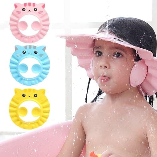 Baby Shower Cap Adjustable Cartoon Hair Wash Hat for Newborn Infant Ear Protection Children Kids Shampoo Shield Bath Head Cover