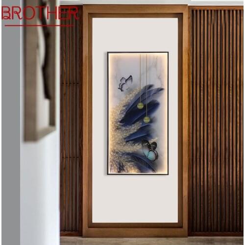 BROTHER Modern Wall Lamps Feather Figure LED Sconces Rectangle Mural Light Creative Home For Aisle
