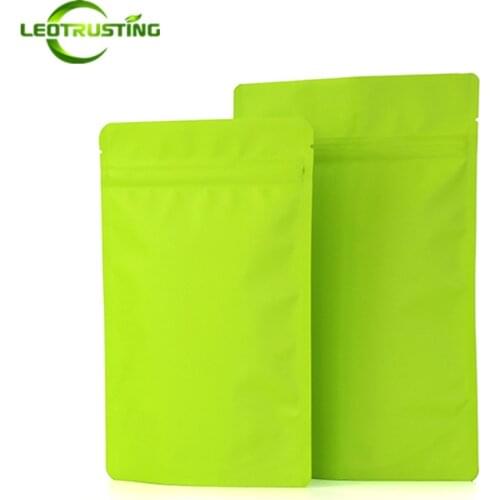 Leotrusting 50pcs Stand up Matt Green Aluminum Foil Food Zip Lock Bag Doypack Coffee Tea Package Bag Fidget Spinner Toys Bag