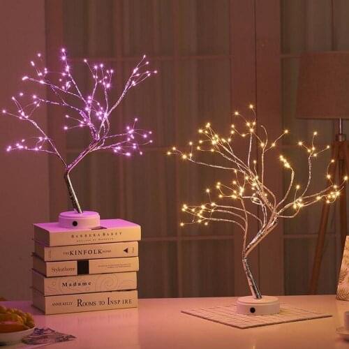 Led Creative Tree Lamp Pearl Tree Lamp Touch Screen Light In The Bedroom Stall Colorful Decoration Christmas Gifts Table Lamp