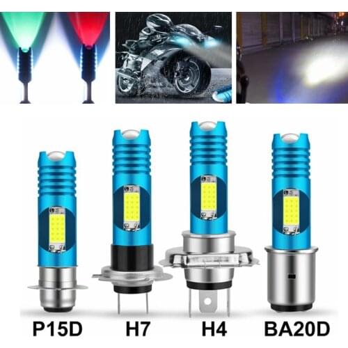 1PC LED Motorcycle Headlight Bulbs RGB Moto Lamp Motorbike Accessories Lights H4 H7 BA20D P15D