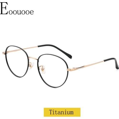 Titanium Round Retro Glasses Eyewear Women Men Glasses Frame Spectacles Vintage