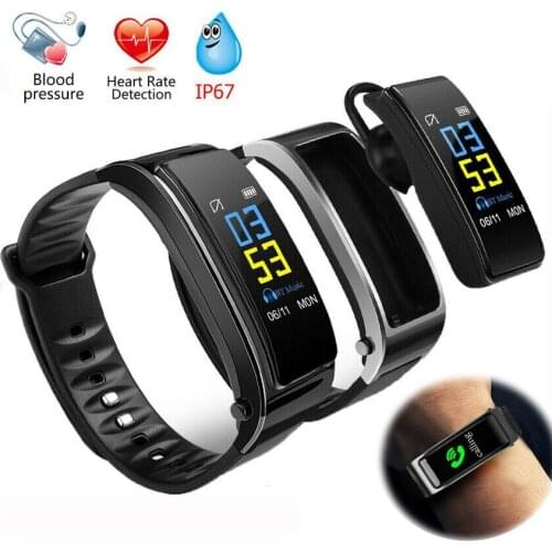 Smart Watch Compatible Bluetooth Listening to Music and Answering Calls 2-in-1 Sport Step Counter Heart Rate Monitoring Clock