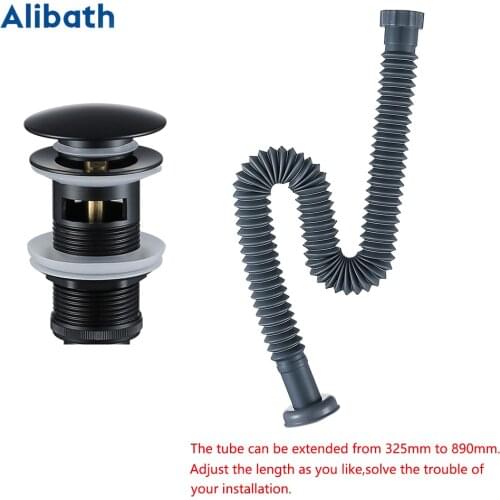 Basin Pop Up Drain Black Brass Bathroom Sink Siphon Drains Bottle Trap With Pop Up Drain Kit P-TRAP Pipe Waste Hardware Gold