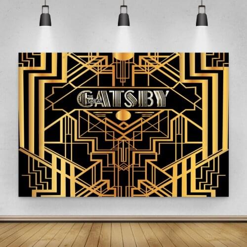 Magical GATSBY Gold Labyrinth Gate Black Background Boys Birthday Party Decorative Photography Studio 3D Digital Backdrop Cloth