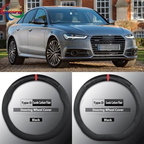 Four Seasons Universal Non-Slip Carbon Fiber Suede Steering Wheel Cover For Audi A6 Car Interior Accessories