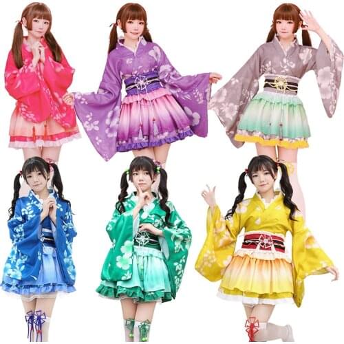 Japanese School Idol Plan Multi-role Stage Performance Costume Revised Kimono Fluffy Split Skirt