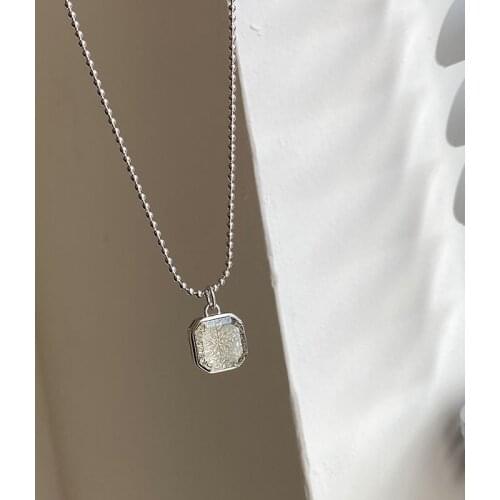 Silvology 925 Sterling Silver Smoky Quartz Pendant Necklace for Women Square Stone Bead Chain Necklace Luxury Festival Jewelry