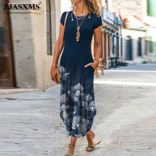 Women Retro Floral Print Patchwork Irregular Dresses Spring Casual O Neck Sexy Office Dress Summer Short Sleeve Long Party Dress