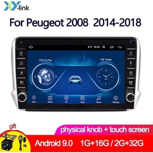 10.1 inch Android 9.0 knob touch Car Multimedia dvd player GPS For Peugeot 2008 208 series 2012-2018 car radio rearview camera