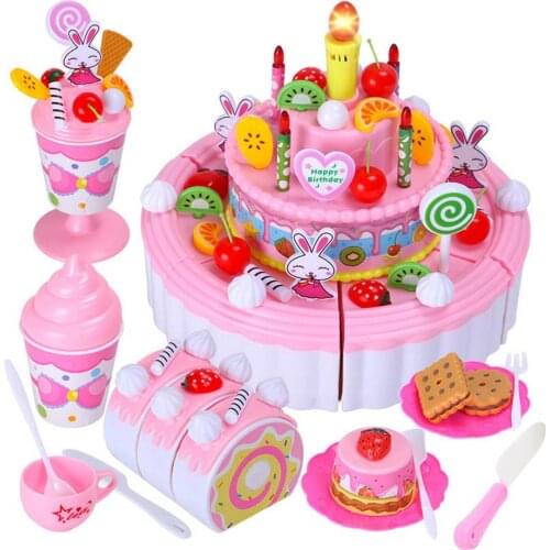 103pcs DIY Cutting Birthday Party Cake Pretend Toys Newborn Baby Chef Baker Role Play Toys for Children Christmas Birthday Gift