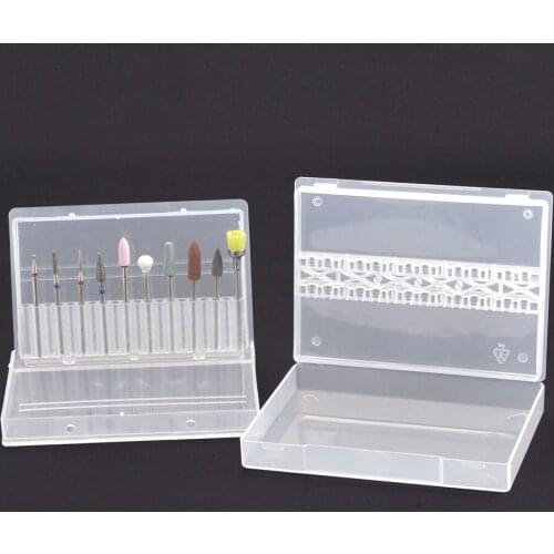 14/20 Slots Nail Art Drill Bits Storage Box Display Stand Container Acrylic Portable Manicure Tools Organizer Case Holder Rack