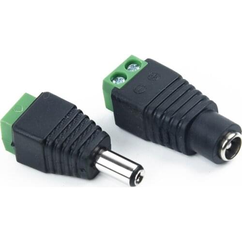 20pcs/Kit Male Female Terminals Plugs DC Power Plug CCTV 12V Power Terminal Connectors 5.5*2.1mm PVC for single color LED strip