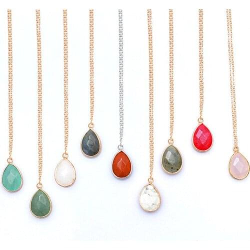 2020 Fashion Opal Stone Drop-shaped Crystal Necklaces Natural Red Crystal Pendant Choker Necklace Hot Bohemian Jewelry for Women