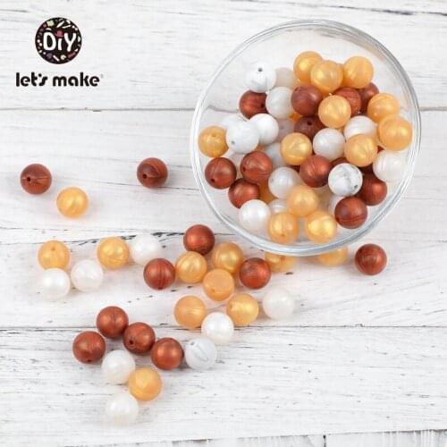 Lets make Silicone Teether Beads DIY Accessories Perle Pearl Gold 40pc 15mm Wholesale Teething Toys Baby Products For Newborns