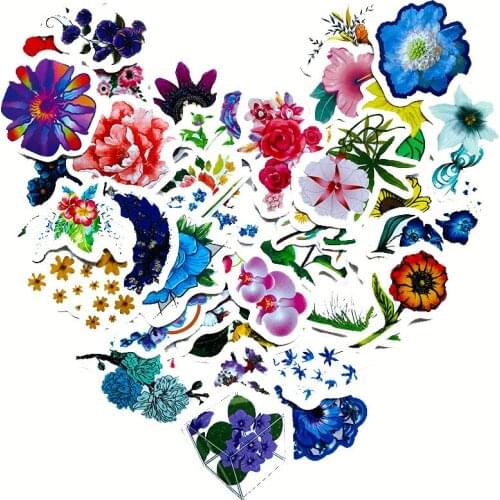 42pcs Mini Elegant Flowers Stickers Waterproof Graffiti Decal Suitcase Luggage Guitar Laptop Sticker For Computer Sticker
