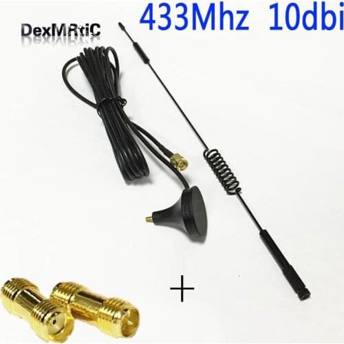 433Mhz wireless module antenna 10dbi gain sucker aerial 3M cable SMA male+RF SMA adapter SMA female to RPSMA female