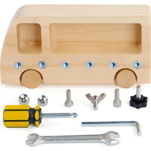 Wooden Toy Screw Material Sensory Twist Nuts Busy Bus Screws Bolts Set Early Learning Education Montessori Toys for Children