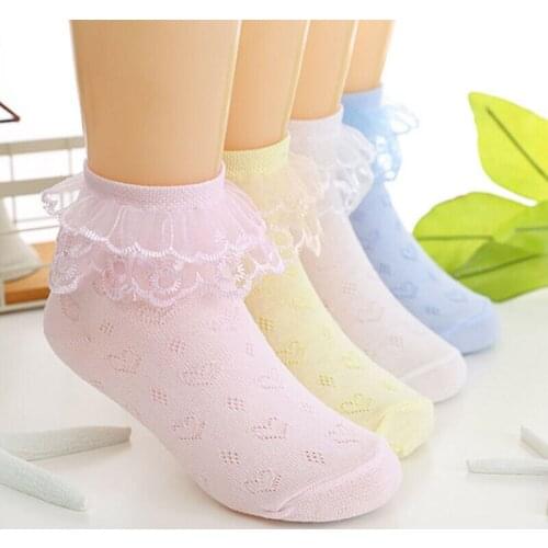 2021 Children Accessories 2-8 year old Nice Kid Toddlers Girls lovely Lace Design Short Socks One Pair Layered Dance Socks