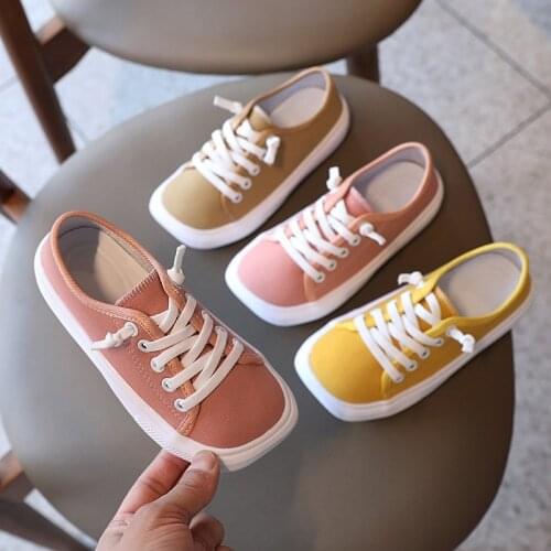 Children Canvas Shoes Soft-soled Boys Girls Breathable Sports Shoes Solid Color Casual Big Kids Sneakers 3-12 Years Old