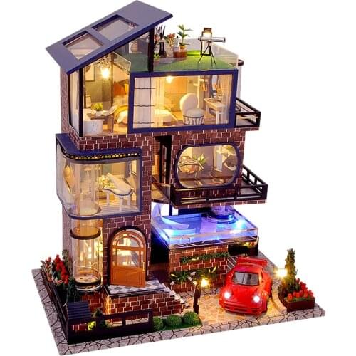 DIY Dollhouse Wood Romantic Modern Villa Playset Self Assembled Gift