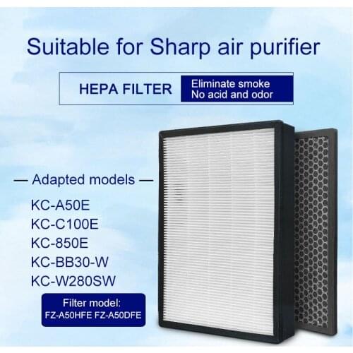 For Sharp Air Purifier KC-A50E KC850E KC-BB30-W KC-W280SW KC-C100E Hepa Filter And High quality activated carbon filter