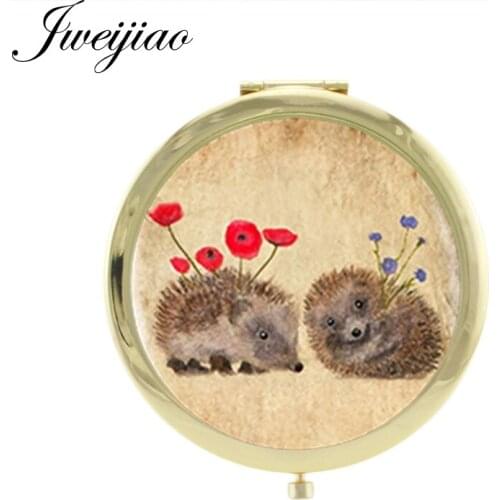 JWEIJIAO Hedgehog In The Fog Travel Mirror nature cute animal Vanity mirror Tools Accessories Mirrors for gift H254