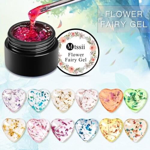 Mtssii Flower Fairy Gel Nail Polish 5ml Colorful Pink Green Semi Transparent Soak Off UV Gel Varnish Nail Art Gel Spring Design
