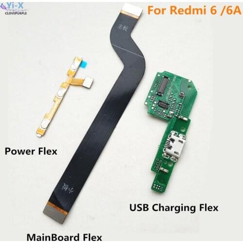 Power Volume Flex & USB Charging Dock Flex Cable & Motherboard MainBoard Connections Flex Cable For Xiaomi Redmi 6 6A