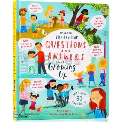 1 book/set usborne Questions and answers on Growth ,Growing Up,Childrens Encyclopedia,English learning books,story english book