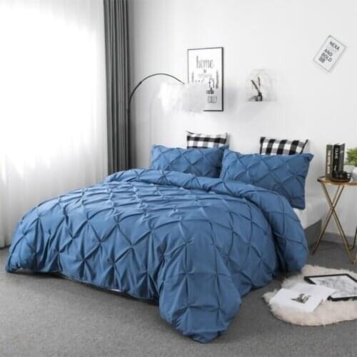 3 Pcs/ Set Nordic Chic Pleated Design Quilt Duvet Cover Girl Boy Bed Cover Set Adult Pillowcase Comforter Bedding Set
