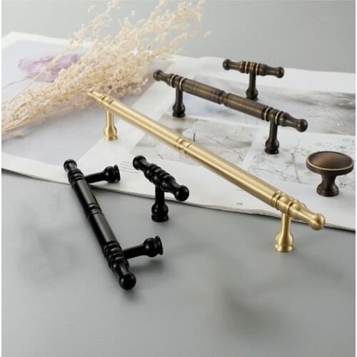 Brass Cabinet Handle Traditional Chinese European Drawer Knobs Gold/Black Wardrobe Handles Furniture Hardware