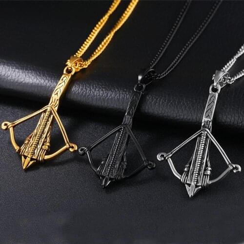 Fashion Necklace Stainless Steel Bow And Arrow Pendant Necklace Men/Women Brand Jewelry Gold Color Choker Necklaces