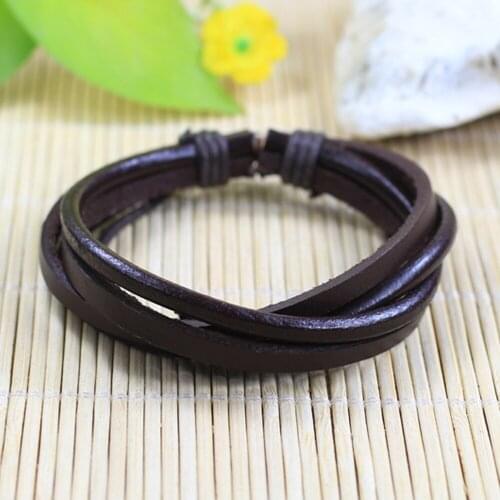 6Pcs Bracelet Wrap leather bracelet Leather bangles for men Cowhide Braided Multi Layer Wrap Bracelet pulseras para hombre DX81
