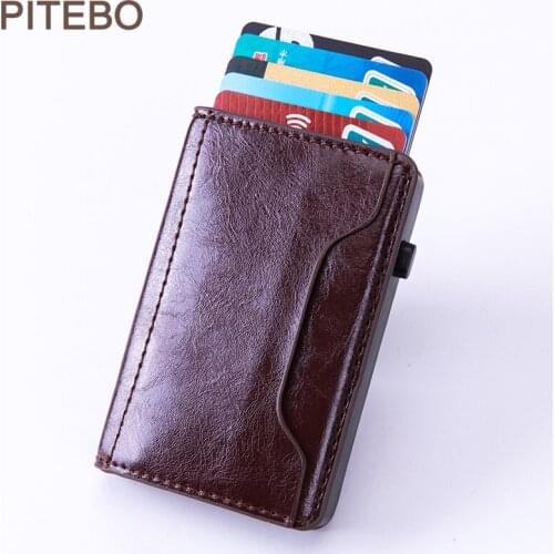 PITEBO New Mens business card box long wallet fashion suit bag soft mens fashion business card portable business card bag 2020