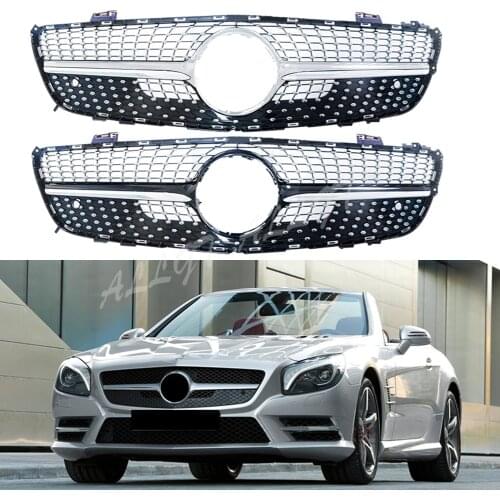 Car Front Racing Billet Bumper Grille Upper Cover For Mercedes-Benz R231 SL-Class 2013 2014 2015 2016 Diamond
