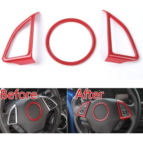 Fit For Chevrolet Camaro 2017 Auto ABS Steering Wheel Cover Trim Decor Ring Red/Blue Interior Decoration Car Styling Accessories