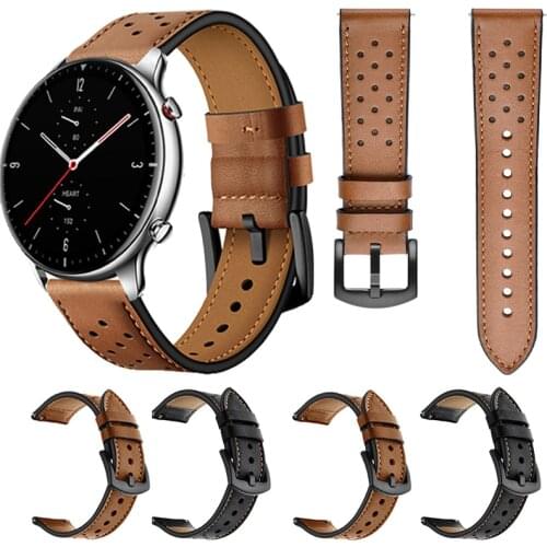 Leather Strap For Xiaomi Huami Amazfit GTR 2 GTS 2 47mm 42mm Bracelet Belt Band Amazfit Stratos 3 GTS Bip S 20mm 22mm Watchbands