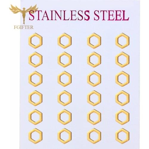 Wholesale Geometric Earrings for Men Women Hollow Line Hive Hexagon Design OL Minimalist Earring Simple Stainless Steel Jewelry